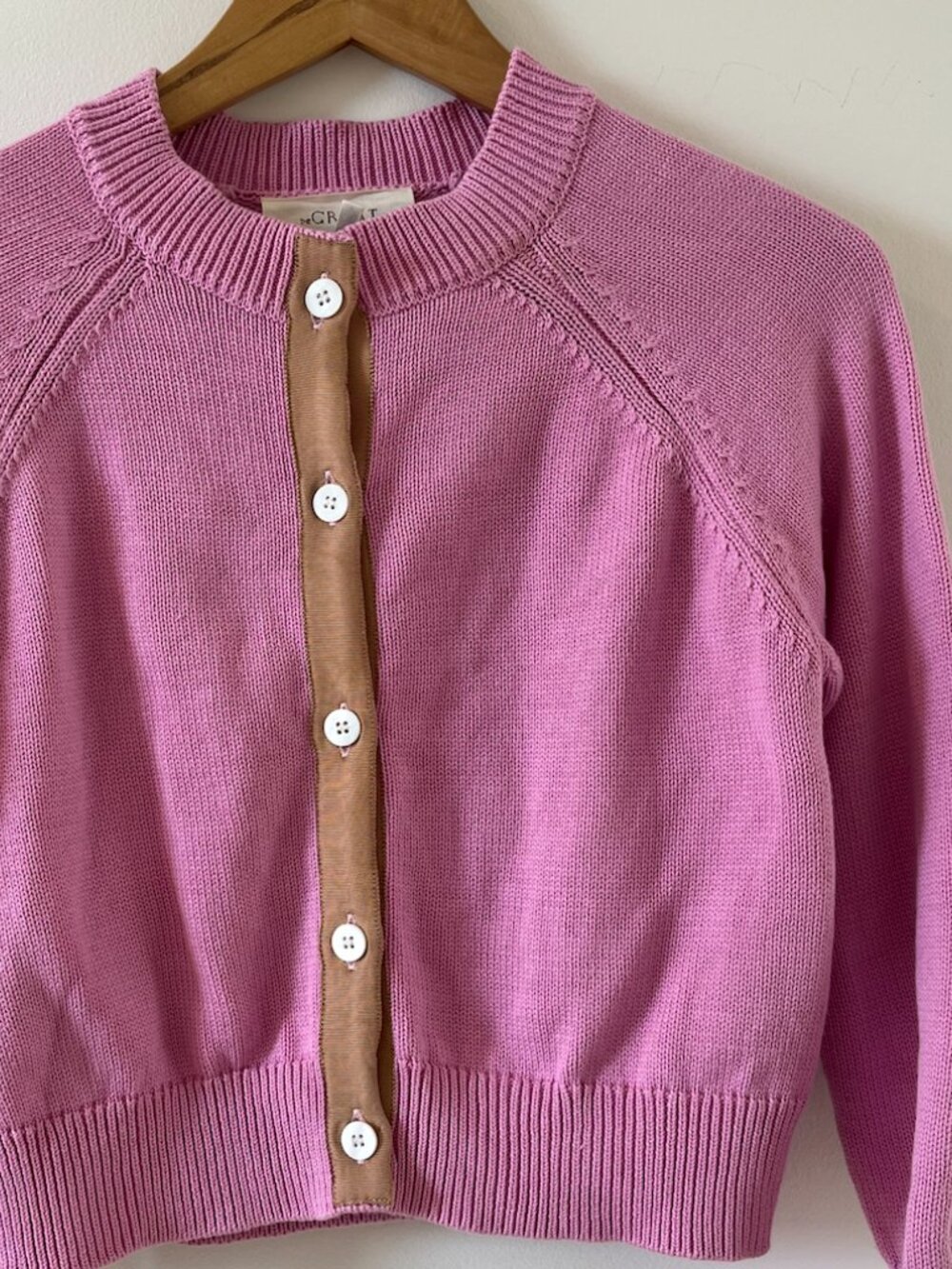 The Great The Tiny Cardigan pink tan Lilac Blossom button up - Picture 2 of 10